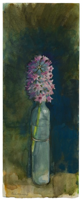 Paul Wonner Flowers in Bottles: Hyacinths, 2002 acrylic and charcoal on paper 19 x 7 3/8 in. (image)