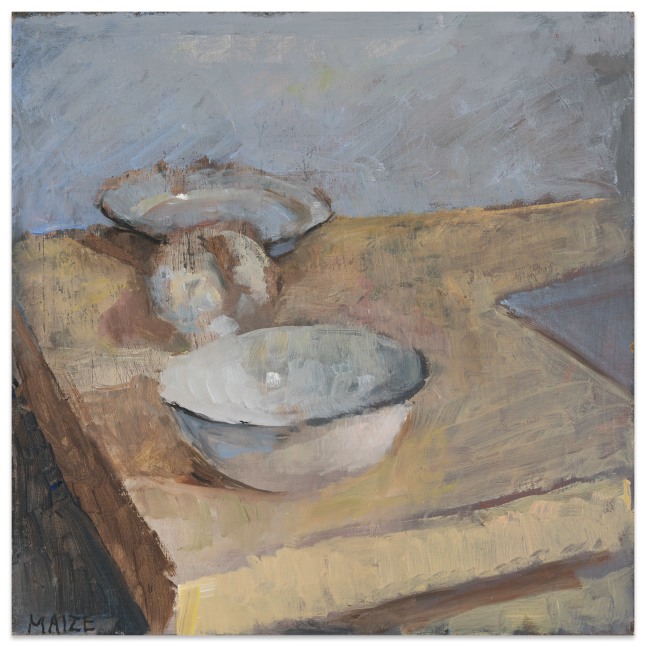 Catherine Maize Bowls on Table, 2025 oil on panel 6 x 6 in.
