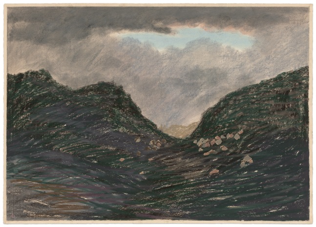 Dennis Leon Sibley Mound, 1980 color pastel with collage on paper 29 3/4 x 41 7/8 in.