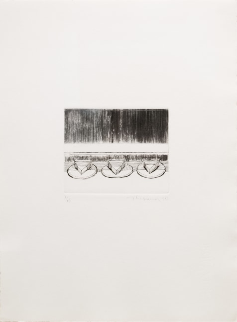 Wayne Thiebaud
Pie Case, 1965
drypoint and etching, ed. 1/25
3 7/8 x 4 7/8 in. [image]; 15 x 11 in. [sheet]
