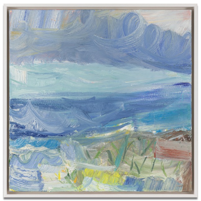 John Santoro Aqua Sky and the Lemon Sprite, 2025 oil on canvas 30 x 30 in.