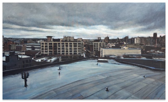 Suong Yangchareon City Blues, 1992 oil on canvas 42 x 70 in.