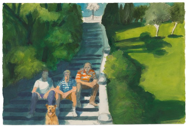 Paul Wonner Steps in Lafayette Park, 2005 acrylic and pencil on paper 15 x 22 1/4 in. (image)