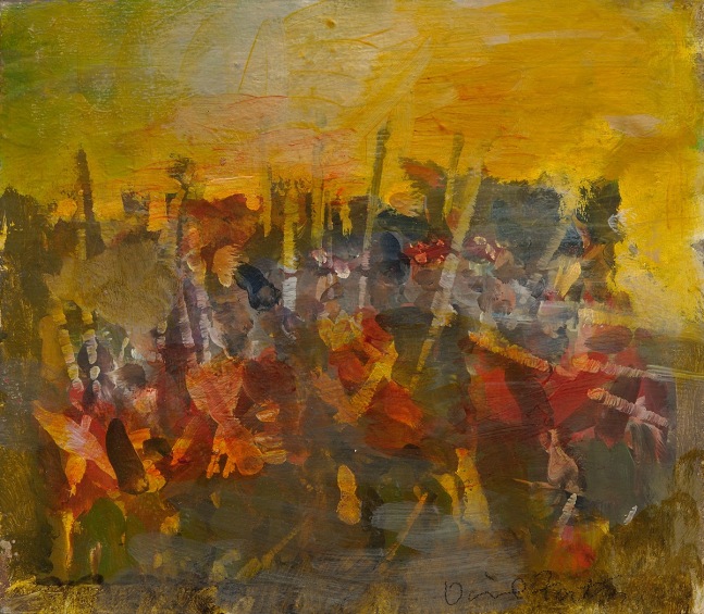 David Fertig 92nd Gordon Highlanders at the Battle of Waterloo, 2007-2011 oil on panel 12 1/4 x 14 in.