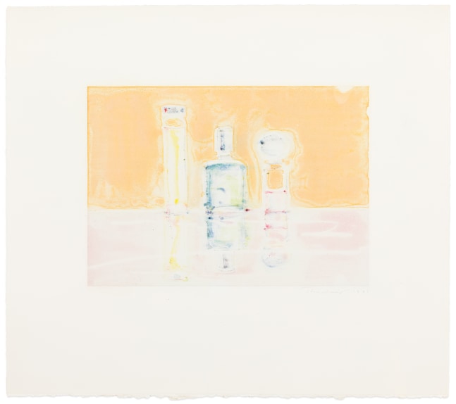 Wayne Thiebaud Three Perfume Bottles, 1991 monotype 10 x 14 in. (image); 19 1/2 x 22 in. (sheet)