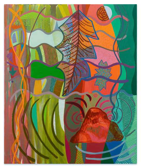 Karla Wozniak Leaf, Smoke, Waves painting. 2023 acrylic and oil on canvas 72 x 60 in.