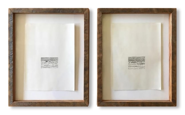 David Wilson

Ocean, Ocean Again, 2009

charcoal pencil on found paper, diptych with artist built frame

11 1/4 x 14 1/4 in.
