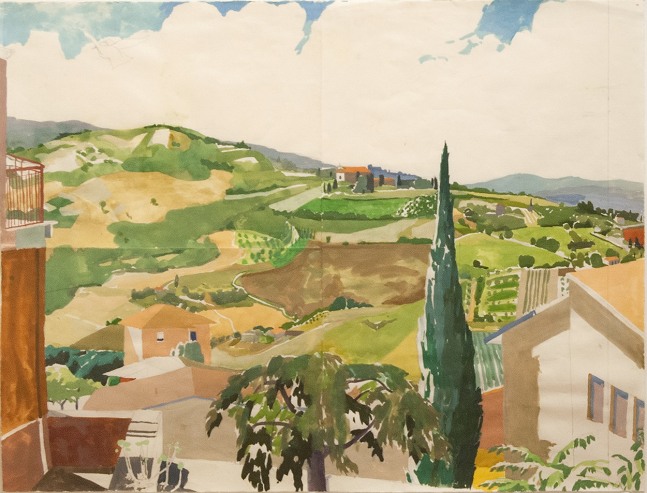 Celia Reisman Study for Remember Valley, 2014 gouache and graphite on paper 19 1/8 x 25 7/16 in.