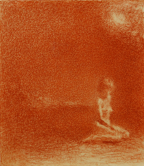 Fred Dalkey Model with Overhead Light, 2009 sanguine Conté on paper ​​​​​​​9 x 7 7/8 in.