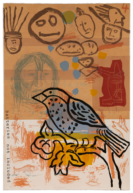 Jaune Quick-To-See Smith Four Directions, 1994 photolithograph and linocut, ed. 26/200 44 1/2 x 30 in.
