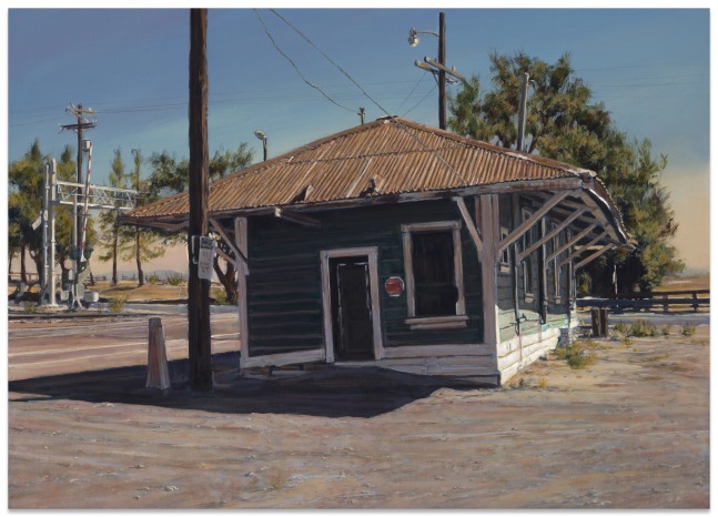 Suong Yangchareon The Leaning Depot, 2017 acrylic on canvas 20 x 28 in.