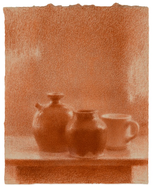 Fred Dalkey Soy Sauce Bottle and Coffee Mug, 2001 sanguine Conté crayon on paper ​​​​​​​10 x 8 1/4 in.