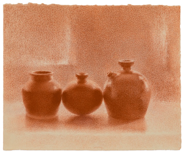 Fred Dalkey Ginger Jar, Oaxacan Bottle, Soy Sauce Bottle (After Motherwell), 2002 sanguine Conté on paper ​​​​​​​8 1/2 x 10 1/2 in.