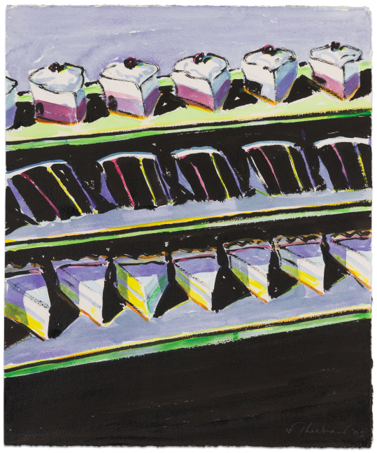 Wayne Thiebaud Pies &amp; Cakes, 2005 ink, watercolor, and graphite on paper 22 1/4 x 18 1/2 in.