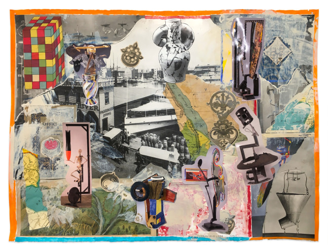 Robert Hudson Untitled (Pier 7 Photo), 2021 mixed media and collage on paper ​​​​​​​22 3/4 x 30 in.