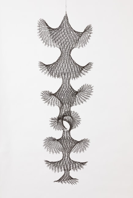Ruth Asawa Untitled (S.636, Hanging Open-Window Form with Seven Tiers), ca. 1950s, Early looped steel wire 40 1/2 x 15 x 15 in.