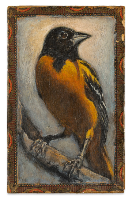 Ed Musante Baltimore Oriole / Lord Beaconsfield, 2019 mixed media on cigar box 8 7/8 x 5 9/16 x 2 9/16 in.