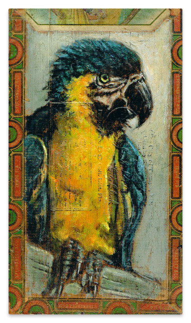 Ed Musante Macaw / Admiration, 2014 mixed media on cigar box 9 1/8 x 5 3/16 x 2 11/16 in.