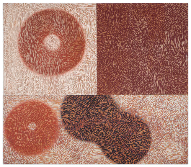 Marc Katano MK91-50, 1991 oilstick on incised wood 42 x 48 in.