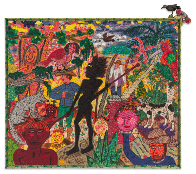 Roy De Forest Tropic of Capricorn, 1999-2000 acrylic on canvas with sculptural appendage 84 x 90 1 1/2 x 8 inches