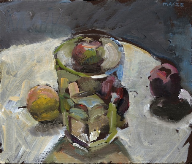Catherine Maize Faceted Glass with Apples, 2013 oil on panel 6 x 7 in.