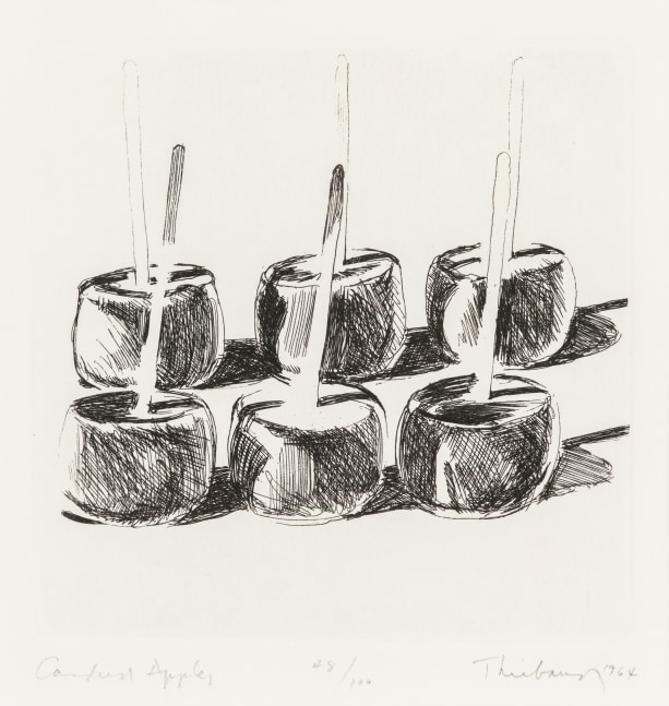 Wayne Thiebaud Candied Apples, from the series, Delights, 1964 etching, ed. 48/100 4 7/8 x 4 7/8 in. [image]; 12 7/8 x 10 7/8 in. [sheet]