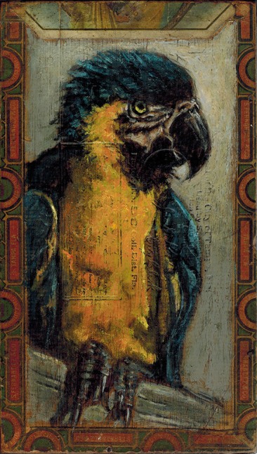 Ed Musante Macaw / Admiration, 2014 mixed media on cigar box 9 1/8 x 5 3/16 x 2 11/16 in.
