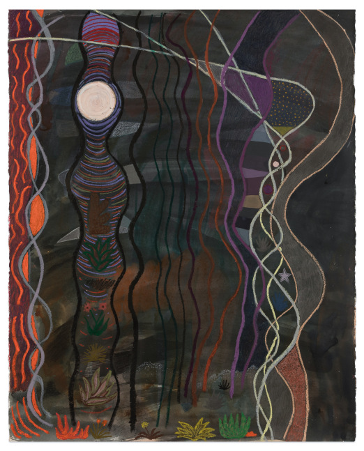 Karla Wozniak Night Garden, 2022 oil pastel, colored ink, gouache, graphite on paper 32 1/2 x 26 in.