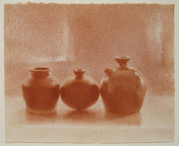 Fred Dalkey Ginger Jar, Oaxacan Bottle, Soy Sauce Bottle (After Motherwell), 2002 sanguine Conté on paper ​​​​​​​8 1/2 x 10 1/2 in.
