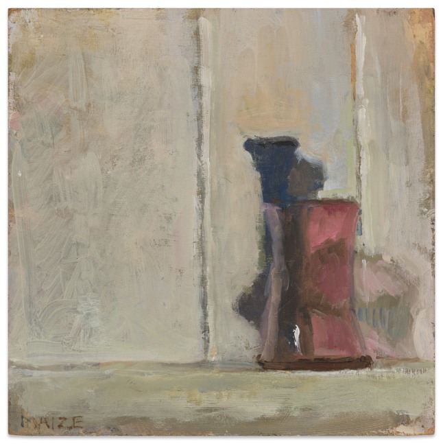 Catherine Maize &quot;Dark Pink Vase, Purple Vase,&quot; 2025 oil on panel 6 x 6 in.