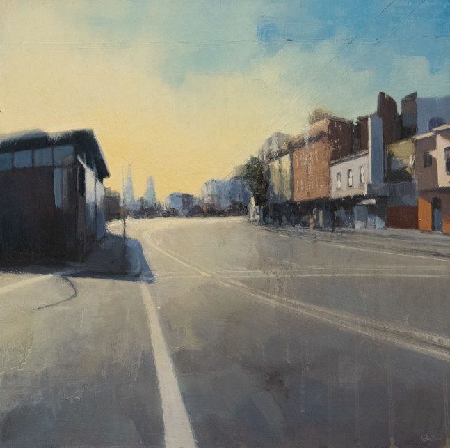 Jeff Bellerose, Intersection, 2019, oil on board, 15 x 15 in.