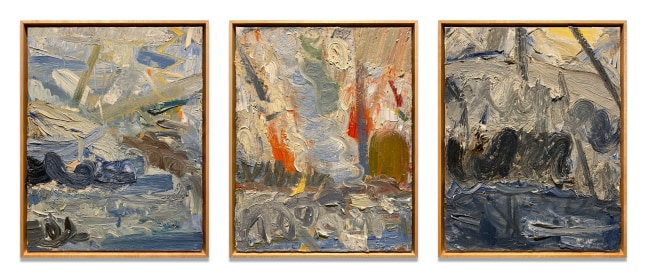 John Santoro Hong Kong Thunderstorms:  Amber Rain, Red Rain, Black Rain, 2014 oil on canvas 20 x 16 in. [each panel]