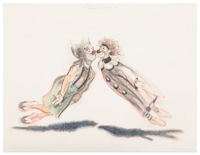 Wayne Thiebaud Bumping Clowns, 2015/2016 graphite and colored pencil on paper 22 1/4 x 28 3/4 in.