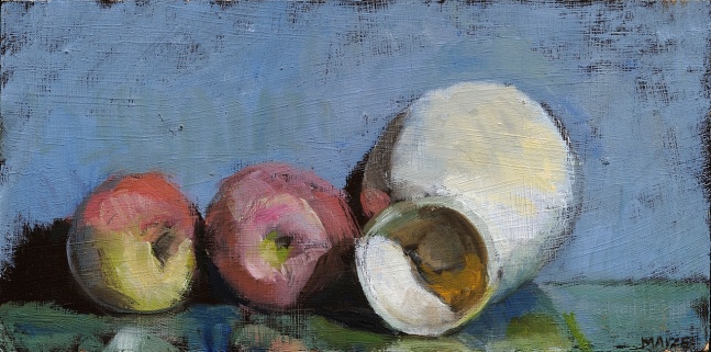 Catherine Maize Egg Cup and 2 Apples, 2013 oil on panel 4 x 8 in.