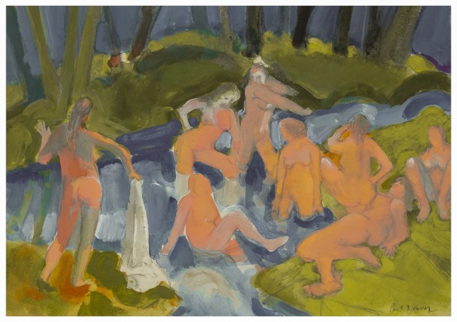 Paul Wonner Bathers after Cezanne II, 2003 acrylic and pencil on paper 11 1/2 x 16 1/2 in. (image)