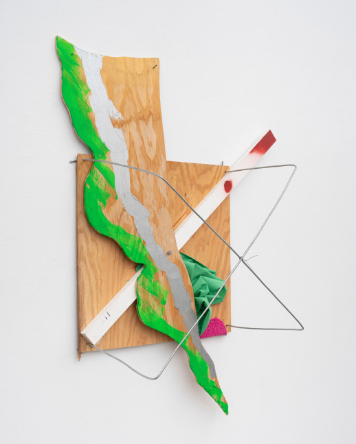 Richard Tuttle

Prong, 4, 2024

spray and acrylic paint on plywood, fabric, nails, staples

35-1/2&amp;quot; &amp;times; 25-1/2&amp;quot; &amp;times; 11-1/4&amp;quot; (90.2 cm &amp;times; 64.8 cm &amp;times; 28.6 cm)