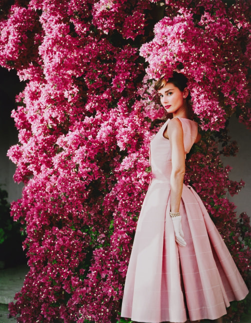 Norman Parkinson, Audrey Hepburn in Givenchy dress at 'Villa Rolli', 1955