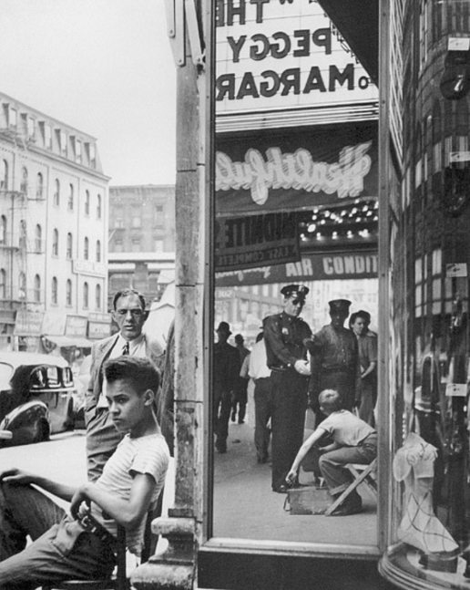 Morris Engel, Shoeshine Boy with Cop, 14th Street, New York City, 1947