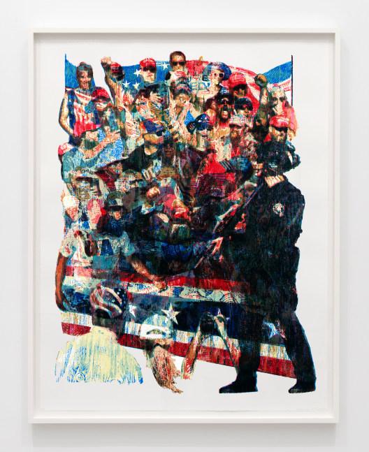 Zorawar Sidhu and Rob Swainston

A Great Meeting in Support of the Government

2024-2025

Silkscreen and woodcut on Coventry Rag paper

Framed: 55 5/8 x 44 1/8 inches / 141.3 x 112.1 cm

Unframed: 52 5/8 x 41 inches / 133.7 x 104.1 cm

Edition of 7 + BAT and 2 AP

(ZSRS 24/015)