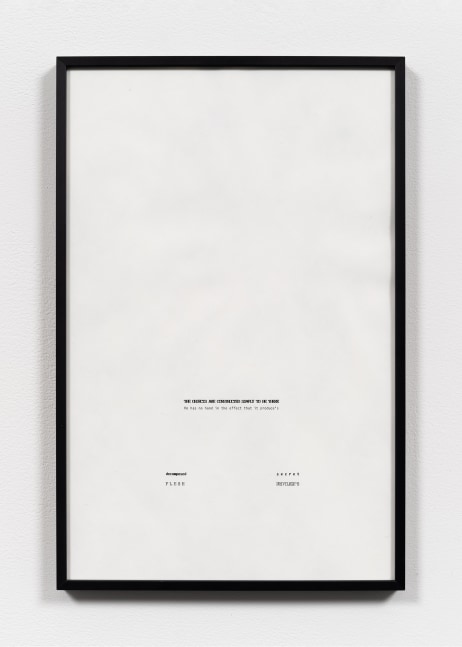 Jack Goldstein

Untitled (Selectric Totems) (I)

1988-1990

Typed text on paper (10 pages, 1 displayed)

17 x 11 inches

43.2 x 27.9 cm

(FP 24/003)