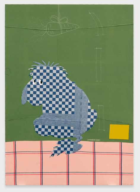 Cosima von Bonin

LE SNOBISME DE L&amp;#39;ARGENT

2023

Wool, cotton, fleece

76 1/2 X 53 1/2 inches

194 X 136 cm