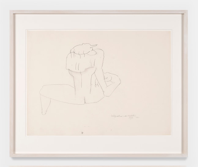 Maria Lassnig

Selfportrait als Harlekin

(Self-Portrait as Harlequin)

1974

Pencil on paper

24.5 x 30 inches

62.6 x 75.8 cm

(ML 24/006)