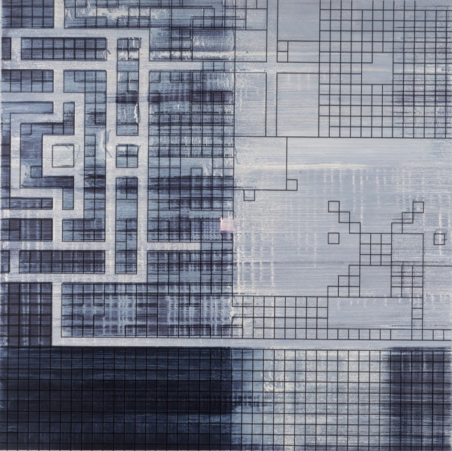 Simon Denny

Metaverse Landscape 17: Decentraland Parcel 30,-139

2023

Oil on canvas, UV print, Ethereum paper wallet, dynamic ERC-721 NFT

39.37 x 39.37 x 1.77 inches

100 x 100 x 4.5 cm