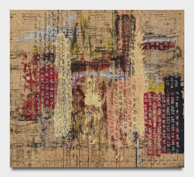 Leyla Yenirce

Gold

2024

Oil, acrylic spray, and screen print on canvas

70 7/8 x 78 3/4 inches

180 x 200 cm

(LY 24/013)