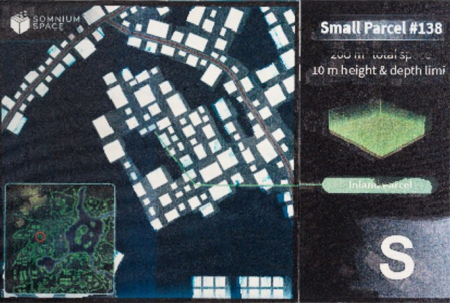 Simon Denny

Metaverse Landscape 7: Somnium Space Small #138 (s)

2023

Oil on canvas, UV print, Ethereum paper wallet, dynamic ERC-721 NFT

59.06 x 39.37 x 1.77 inches

150 x 100 x 4.5 cm