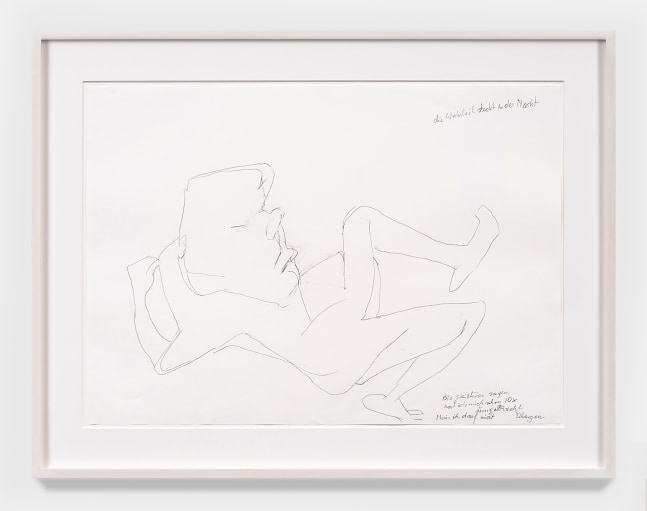 Maria Lassnig

Die Wahrheit steckt in der Nacht

(The truth is in the night)

ca. 2000-2009

Pencil on paper

26 x 33.9 inches

66 x 86 cm

(ML 24/024)