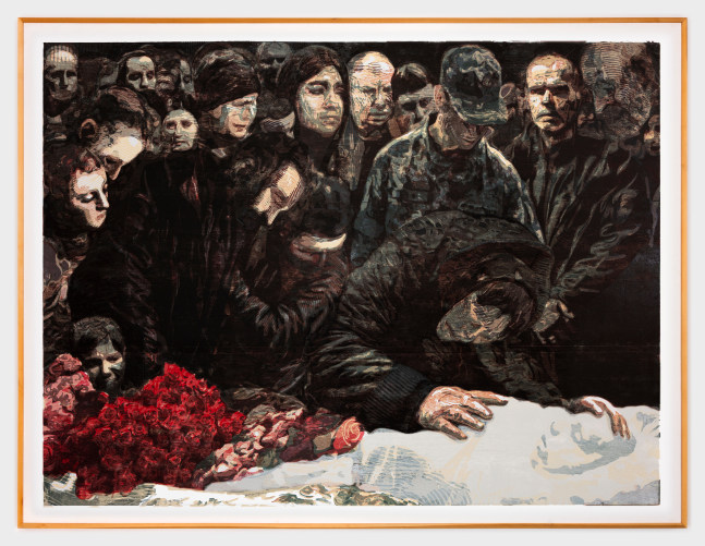 Zorawar Sidhu and Rob Swainston

From the Living

2023-2024

Multi-color woodcut on fabric

Framed: 78 x 102 1/8 inches

198.1 x 260.4 cm

Edition of 3 + 2 AP

(ZSRS 24/002)