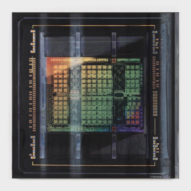 Simon Denny

Dungeon map 4: Nvidia H100 chip

2024

Oil and UV print on canvas

39.4 x 39.4 inches

100 x 100 cm

(SD 24/003)