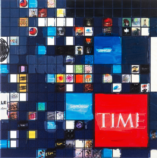 Simon Denny

Metaverse Landscape 21: The Sandbox Land (-2, -23)

2023

Oil on canvas, UV print, Ethereum paper wallet, dynamic ERC-721 NFT

39.37 x 39.37 x 1.77 inches

100 x 100 x 4.5 cm