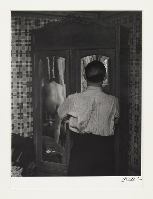 Armoire &amp;agrave; glace dans un h&amp;ocirc;tel de passe, rue Quincampoix&amp;nbsp;(Mirrored wardrobe in a brothel, Rue Quincampoix), 1932&amp;nbsp;
gelatin silver print on double weight paper&amp;nbsp;
image: 13 3/4 x 10 13/16 in. / 34.9 x 27.5 cm
sheet: 16 x 12 in. / 40.6 x 30.5 cm&amp;nbsp;

recto:&amp;nbsp;signed, lower right&amp;nbsp;

verso:&amp;nbsp;stamped &amp;lsquo;Copyright&amp;nbsp;by BRASSA&amp;Iuml; 19 All Rights Reserved&amp;rsquo;; &amp;lsquo;INTERDICTION DE REPRODUIRE SANS AUTORISATION DE L&amp;rsquo;AUTEUR&amp;rsquo;; &amp;lsquo;Tirage de l&amp;rsquo;Auteur&amp;rsquo;&amp;nbsp;inscribed &amp;lsquo;Armoire &amp;agrave; glace&amp;hellip;&amp;rsquo;; &amp;lsquo;p. 109&amp;rsquo;; &amp;lsquo;pl. 352&amp;rsquo;; &amp;lsquo;PN1052/4&amp;rsquo;&amp;nbsp;